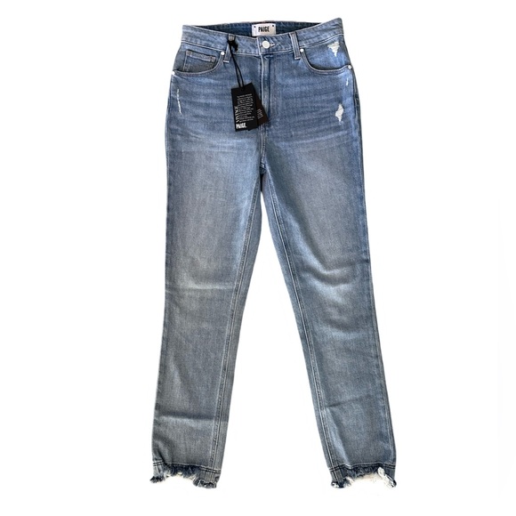 Paige NWT Sarah Slim High Rise Ripped Hem Mako Distressed Size 27 - Picture 1 of 8